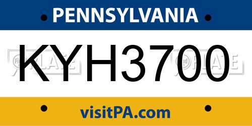KYH3700 Pennsylvania License Plate