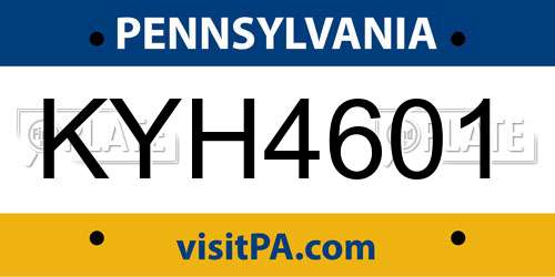 KYH4601 Pennsylvania License Plate