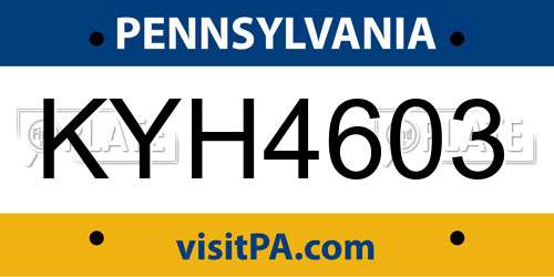 KYH4603 Pennsylvania License Plate