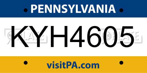KYH4605 Pennsylvania License Plate