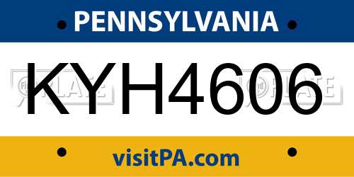 KYH4606 Pennsylvania License Plate