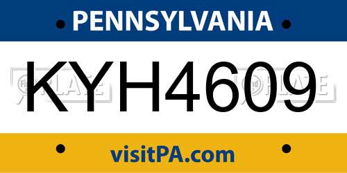 KYH4609 Pennsylvania License Plate