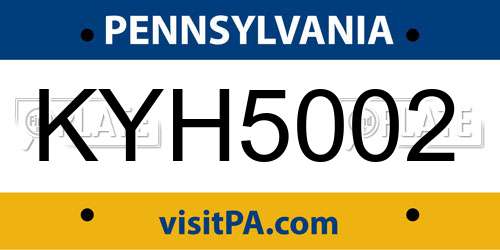 KYH5002 Pennsylvania License Plate