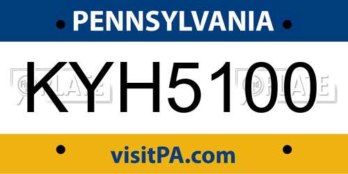KYH5100 Pennsylvania License Plate