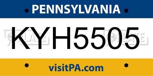 KYH5505 Pennsylvania License Plate