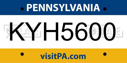 KYH5600 Pennsylvania License Plate