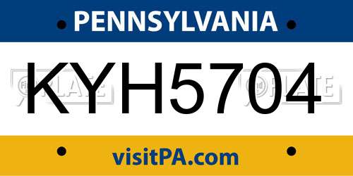 KYH5704 Pennsylvania License Plate