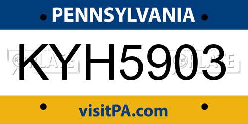 KYH5903 Pennsylvania License Plate
