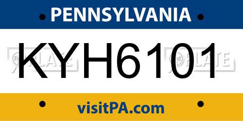 KYH6101 Pennsylvania License Plate