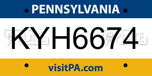 KYH6674 Pennsylvania License Plate