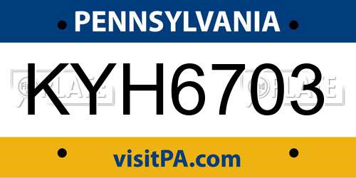 KYH6703 Pennsylvania License Plate