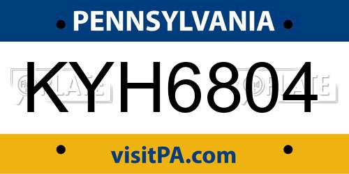 KYH6804 Pennsylvania License Plate