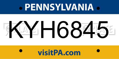 KYH6845 Pennsylvania License Plate