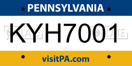KYH7001 Pennsylvania License Plate