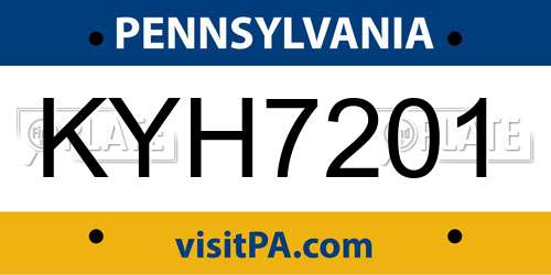 KYH7201 Pennsylvania License Plate