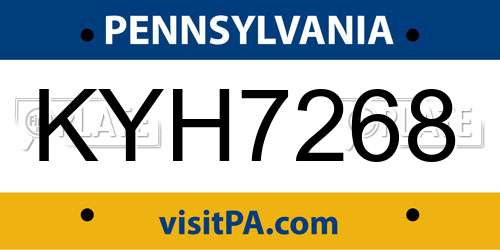 KYH7268 Pennsylvania License Plate