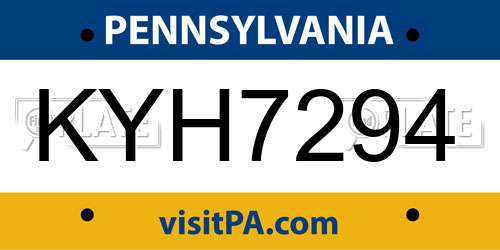 KYH7294 Pennsylvania License Plate