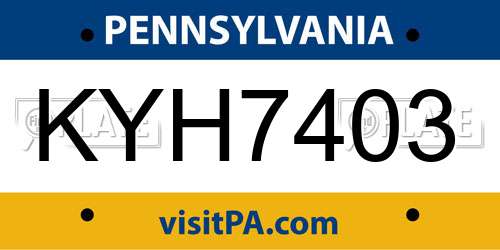 KYH7403 Pennsylvania License Plate