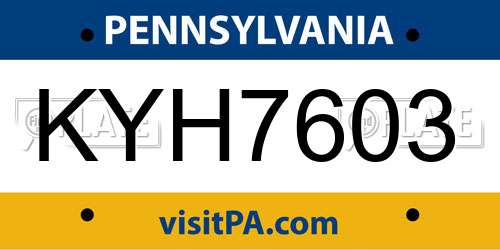 KYH7603 Pennsylvania License Plate
