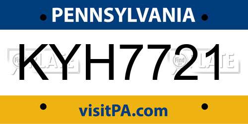 KYH7721 Pennsylvania License Plate