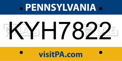 KYH7822 Pennsylvania License Plate