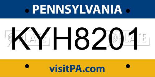 KYH8201 Pennsylvania License Plate