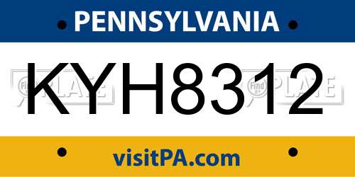 KYH8312 Pennsylvania License Plate