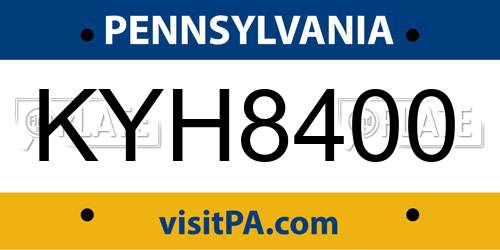 KYH8400 Pennsylvania License Plate