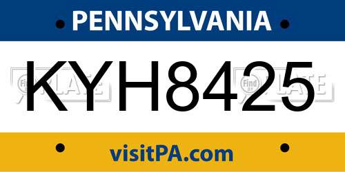 KYH8425 Pennsylvania License Plate