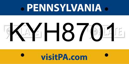 KYH8701 Pennsylvania License Plate