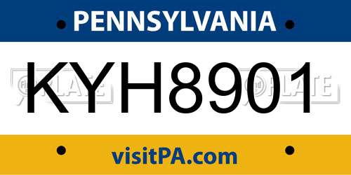 KYH8901 Pennsylvania License Plate