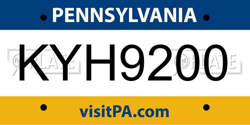 KYH9200 Pennsylvania License Plate
