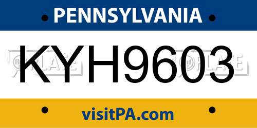 KYH9603 Pennsylvania License Plate
