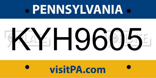KYH9605 Pennsylvania License Plate