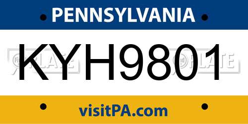 KYH9801 Pennsylvania License Plate