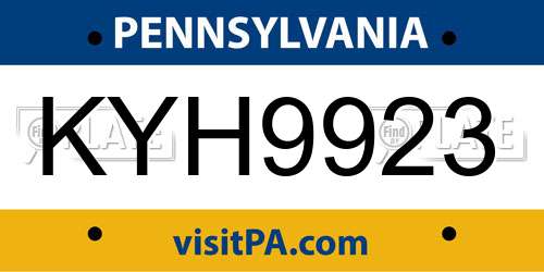 KYH9923 Pennsylvania License Plate