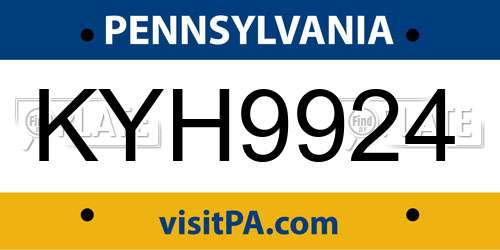 KYH9924 Pennsylvania License Plate