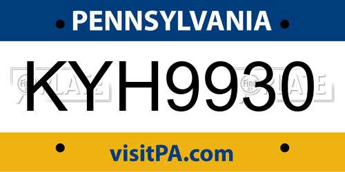 KYH9930 Pennsylvania License Plate