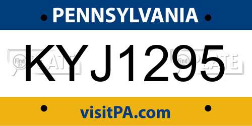 KYJ1295 Pennsylvania License Plate