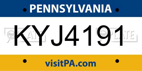 KYJ4191 Pennsylvania License Plate