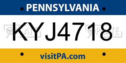 KYJ4718 Pennsylvania License Plate