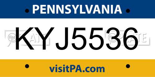 KYJ5536 Pennsylvania License Plate
