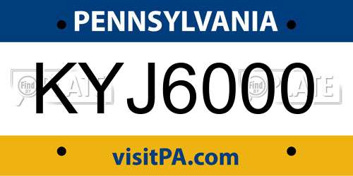 KYJ6000 Pennsylvania License Plate
