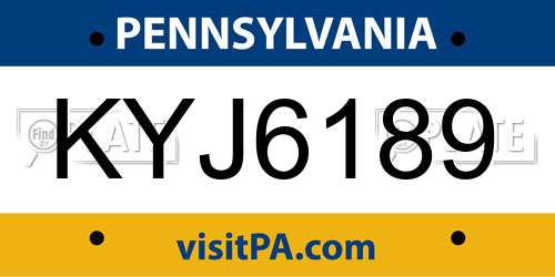 KYJ6189 Pennsylvania License Plate