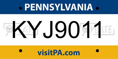 KYJ9011 Pennsylvania License Plate