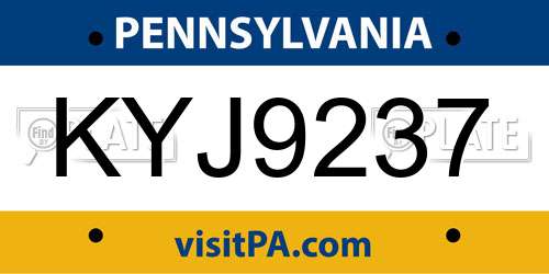 KYJ9237 Pennsylvania License Plate