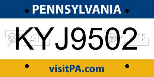 KYJ9502 Pennsylvania License Plate