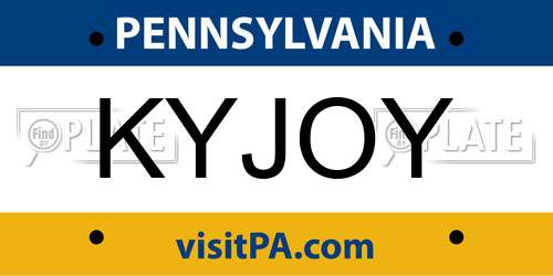 KYJOY Pennsylvania License Plate