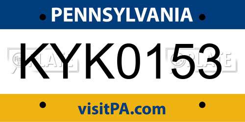 KYK0153 Pennsylvania License Plate