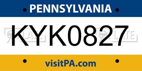 KYK0827 Pennsylvania License Plate